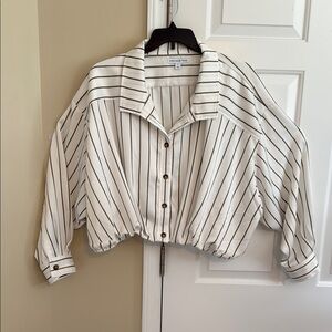 Chic Striped Button-Down crop Shirt
